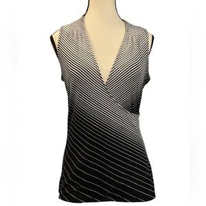 White House Black Market Black and White Striped Top